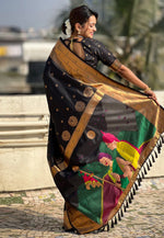 Load image into Gallery viewer, Black Silk Saree With Blouse
