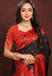 Black Silk Saree With Blouse