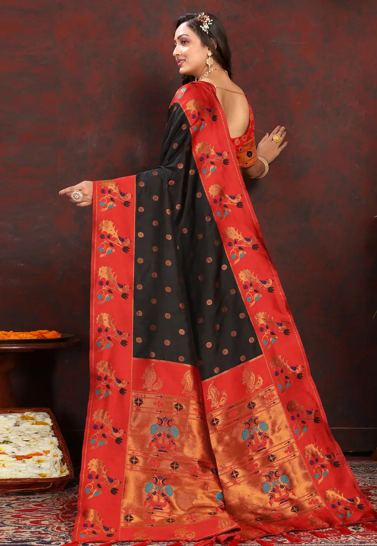 Black Silk Saree With Blouse
