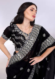 Black Tussar Saree With Blouse