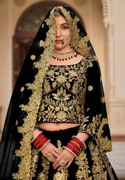 Black Velvet Bridal Lehenga Choli