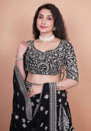 Black Velvet Circular Lehenga Choli
