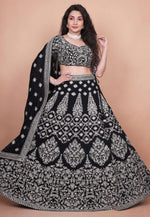 Load image into Gallery viewer, Black Velvet Circular Lehenga Choli
