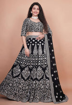 Load image into Gallery viewer, Black Velvet Circular Lehenga Choli
