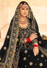 Black Velvet Indo Western Lehenga Choli