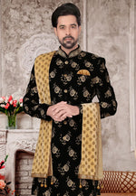 Load image into Gallery viewer, Black Velvet Indo Western Sherwani
