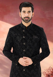 Black Velvet Indo Western Sherwani