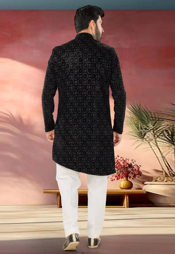 Black Velvet Indo Western Sherwani