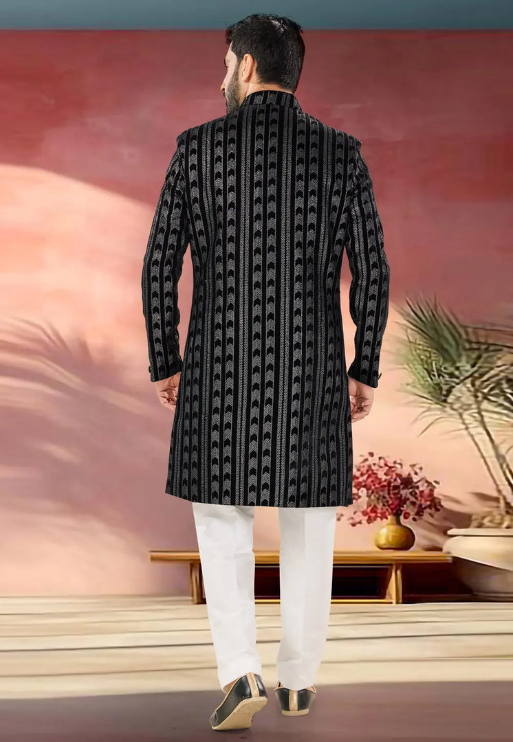 Black Velvet Indo Western Sherwani