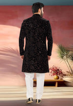 Load image into Gallery viewer, Black Velvet Indo Western Sherwani
