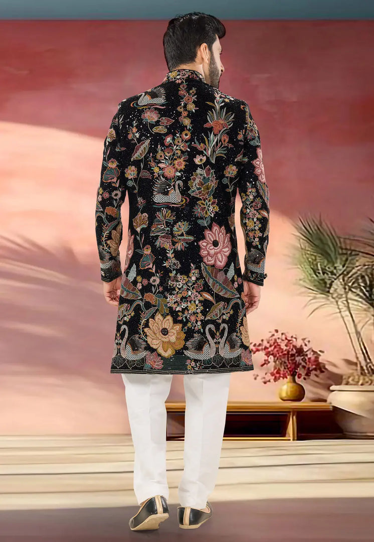 Black Velvet Indo Western Sherwani