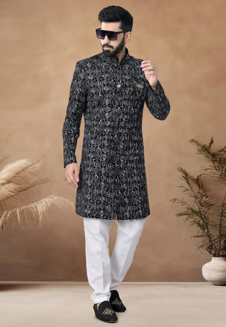 Black Velvet Indo Western Suit