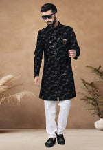 Load image into Gallery viewer, Black Velvet Indo Western Suit
