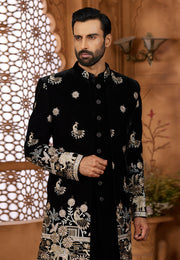 Black Velvet Jacket Style Sherwani