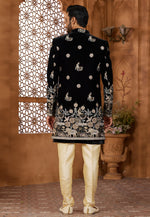 Load image into Gallery viewer, Black Velvet Jacket Style Sherwani
