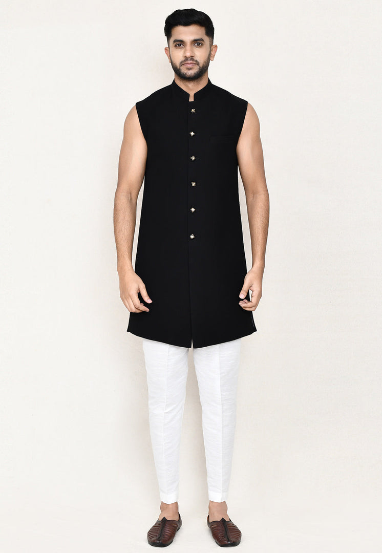 Black Velvet Jacket Style Sherwani