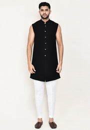 Black Velvet Jacket Style Sherwani