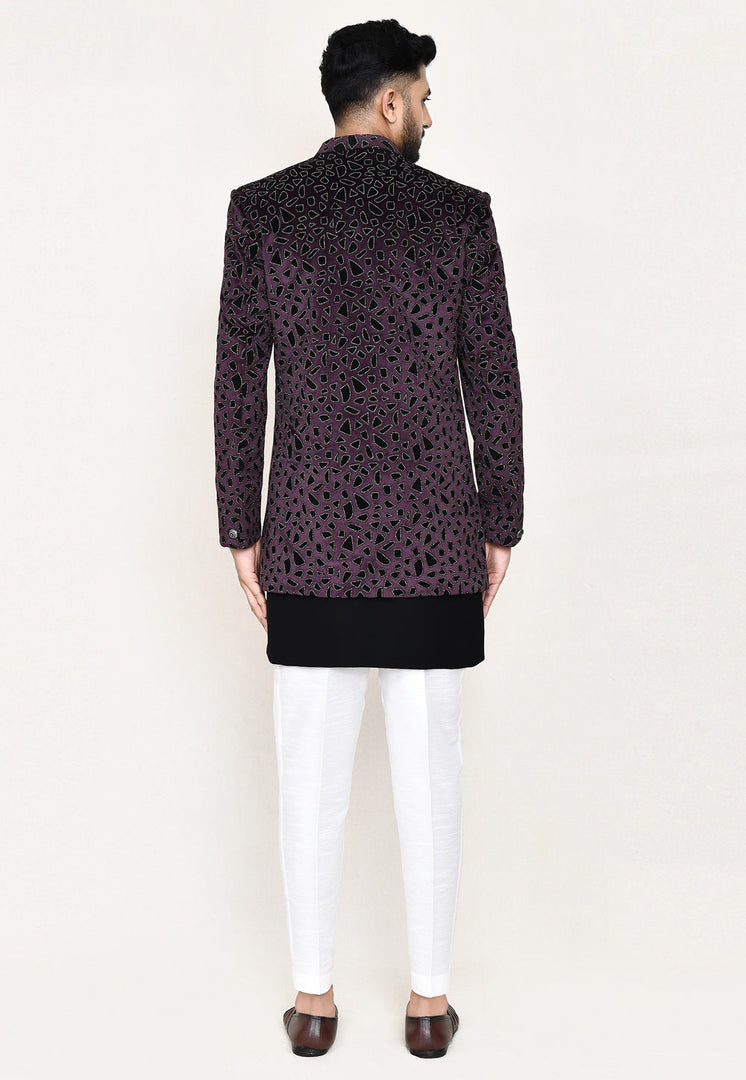 Black Velvet Jacket Style Sherwani