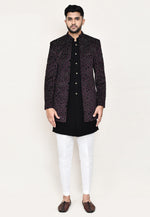 Load image into Gallery viewer, Black Velvet Jacket Style Sherwani
