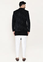 Load image into Gallery viewer, Black Velvet Jacket Style Sherwani
