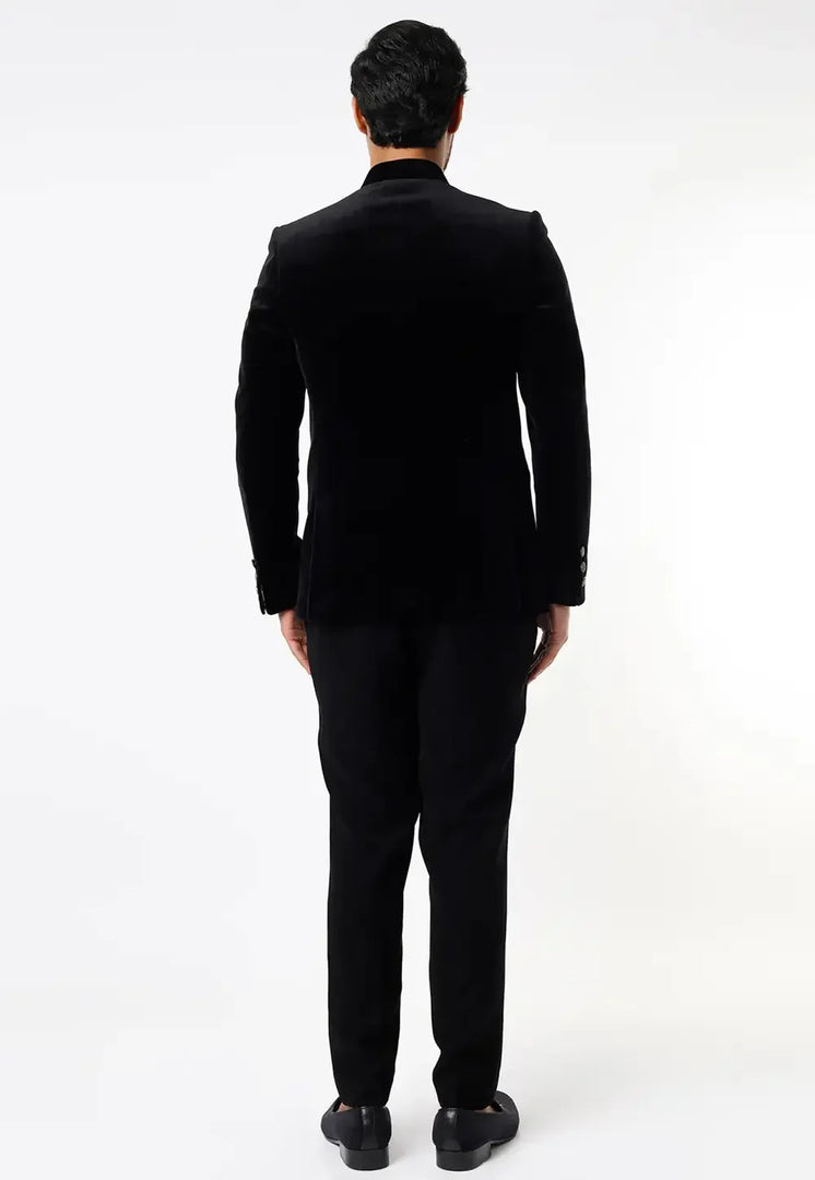 Black Velvet Jodhpuri Suit
