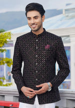 Load image into Gallery viewer, Black Velvet Jodhpuri Suit
