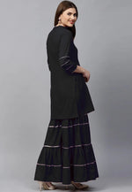 Load image into Gallery viewer, Black Velvet Kurta Set With Palazzo
