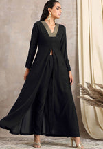 Load image into Gallery viewer, Black Velvet Kurta Set With Pant
