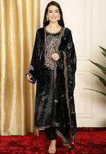 Load image into Gallery viewer, Black Velvet Pant Style Suit
