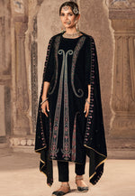 Load image into Gallery viewer, Black Velvet Pant Style Suit
