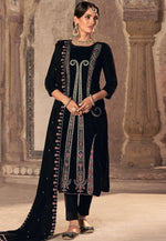 Load image into Gallery viewer, Black Velvet Pant Style Suit
