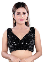 Load image into Gallery viewer, Black Velvet Readymade Blouse
