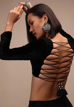 Load image into Gallery viewer, Black Velvet Readymade Blouse
