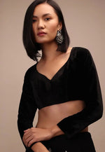 Load image into Gallery viewer, Black Velvet Readymade Blouse
