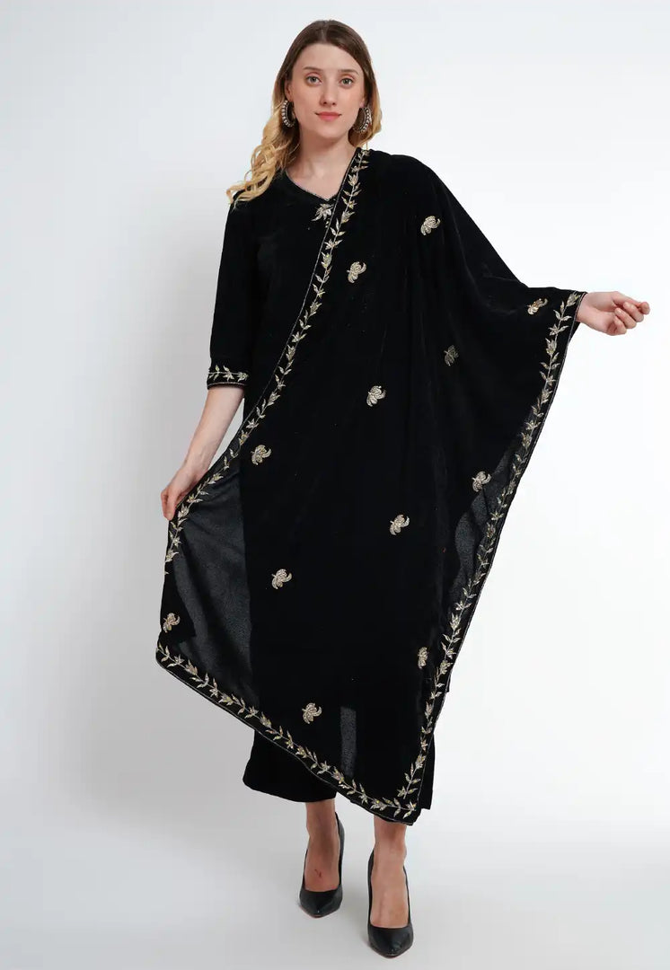 Black Velvet Readymade Palazzo Suit