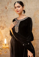 Load image into Gallery viewer, Black Velvet Readymade Pant Style Suit
