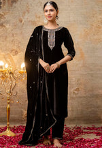 Load image into Gallery viewer, Black Velvet Readymade Pant Style Suit
