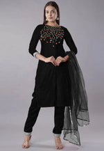Load image into Gallery viewer, Black Velvet Readymade Pant Style Suit
