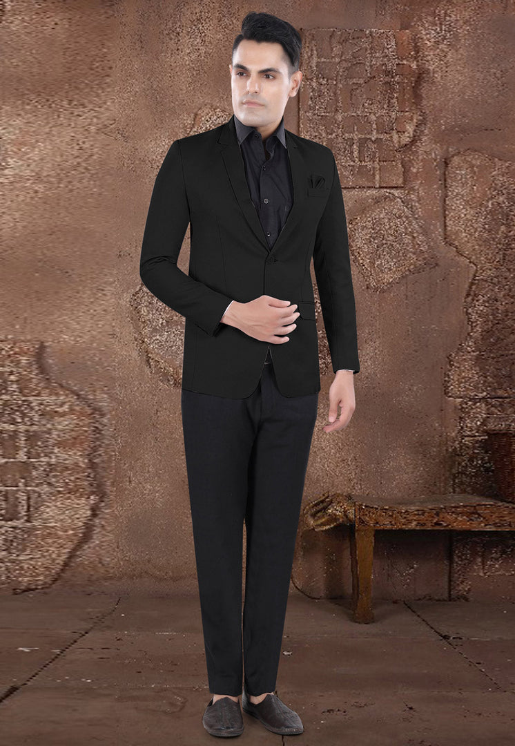 Black Viscose Blazer With Pant