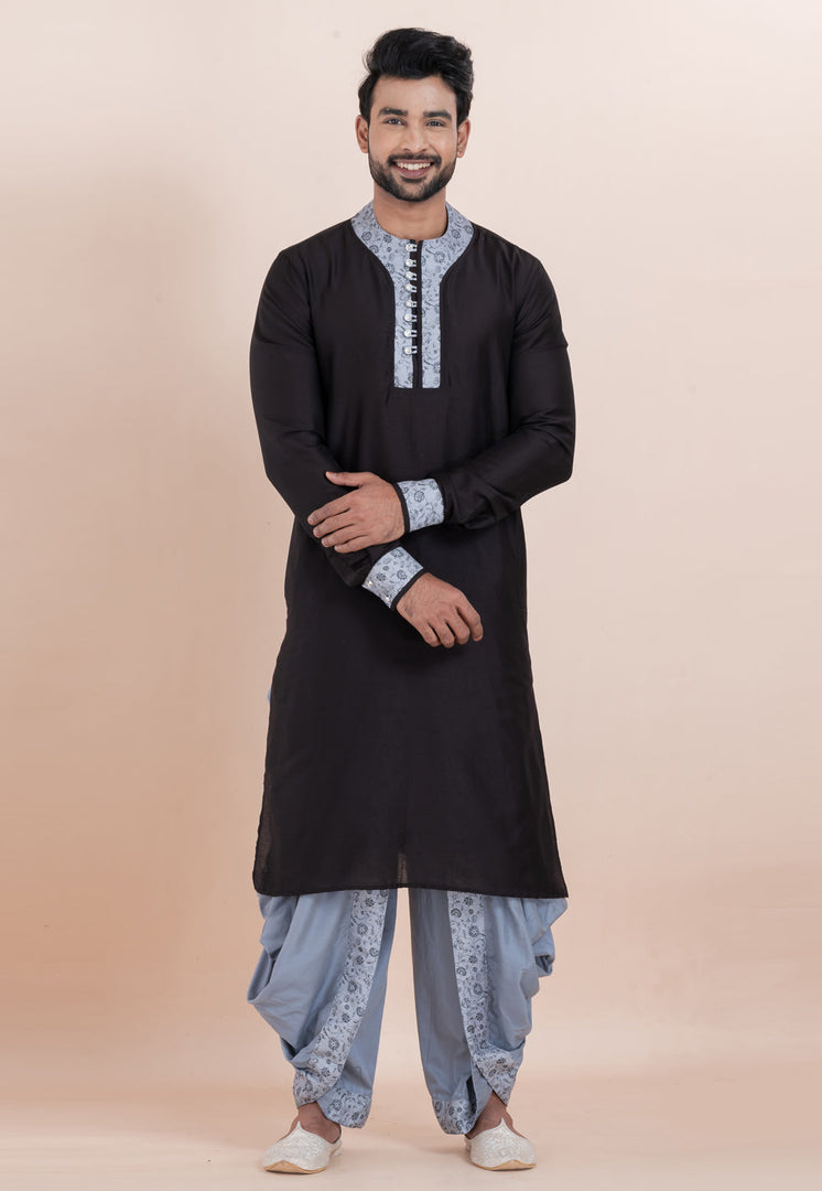 Black Viscose Dhoti Kurta