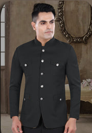 Black Viscose Jodhpuri Suit