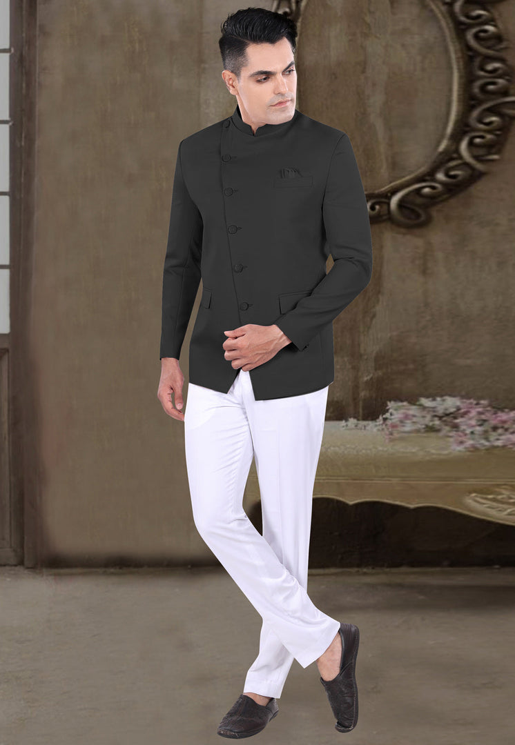 Black Viscose Jodhpuri Suit