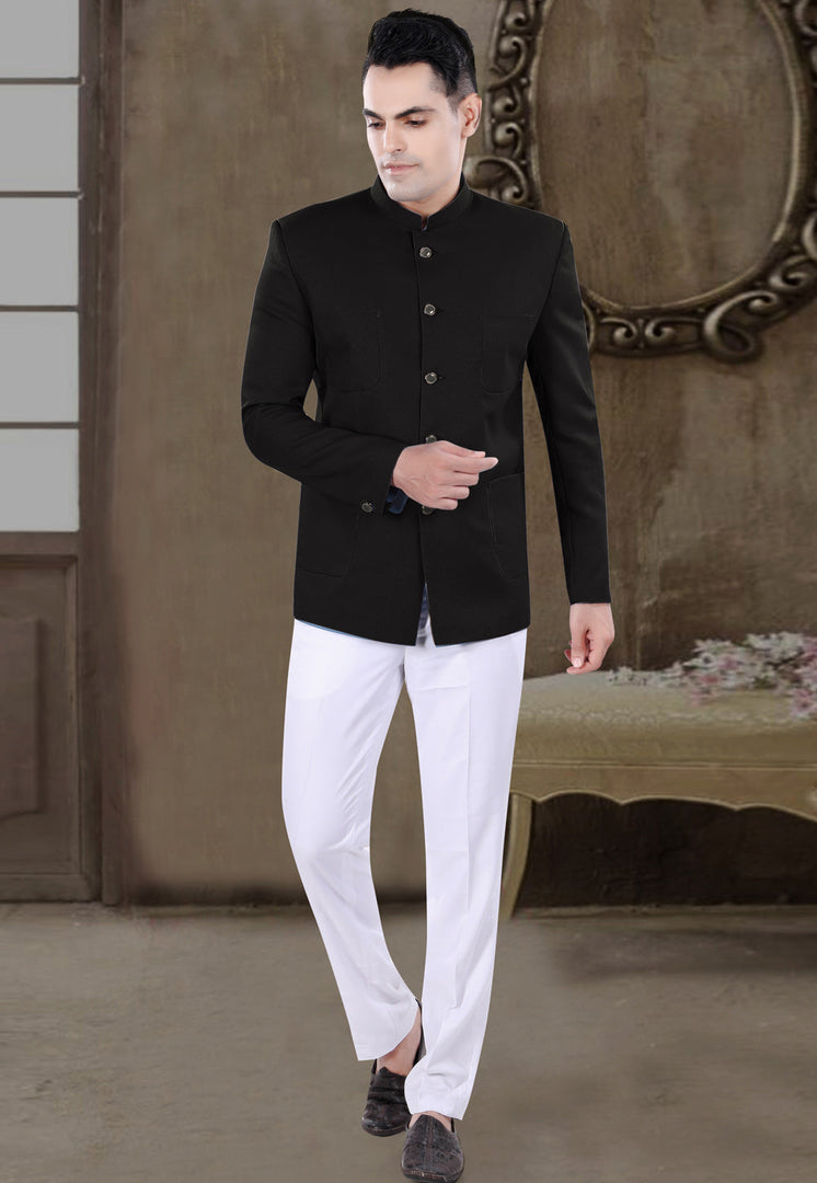 Black Viscose Jodhpuri Suit