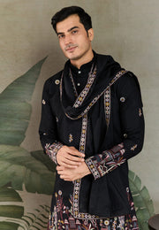 Black Viscose Kurta Pajama With Stole