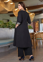Load image into Gallery viewer, Black Viscose Kurta Set With Palazzo
