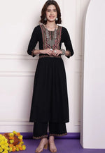 Load image into Gallery viewer, Black Viscose Long Kurti
