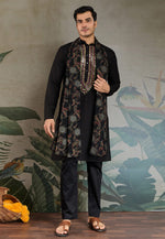 Load image into Gallery viewer, Black Viscose Rayon Kurta Pajama With Stole
