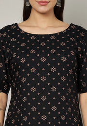 Black Viscose Rayon Kurta Set With Pent