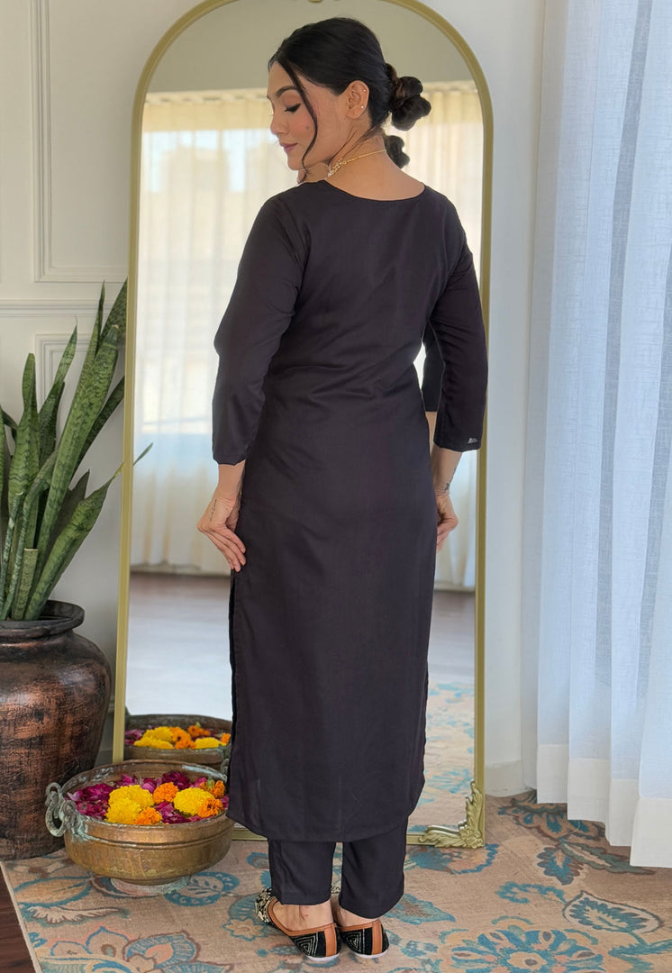 Black Viscose Rayon Readymade Pakistani Suit