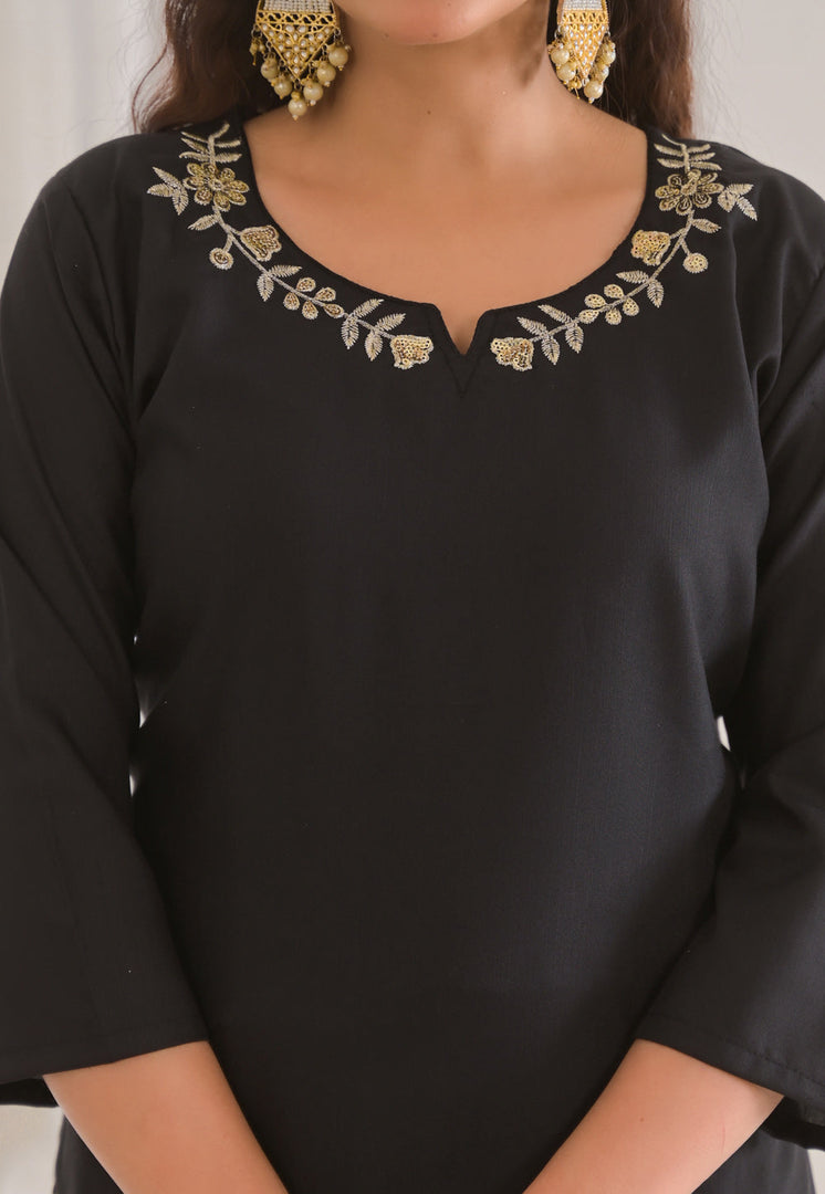 Black Viscose Rayon Readymade Pakistani Suit